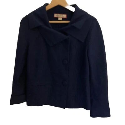 Beyond Threads Alpaca Wool Peacoat Blazer Jacket Womens Small Navy Blue Cardigan - Image 1 of 4