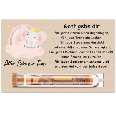 Taufe Geldgeschenk für Mädchen Junge Taufgeschenk Patenkind, Reagenzglas Holz Ta - Bild 1 von 4
