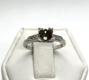 1930s Art Deco 14K White Gold Diamond Engagement Ring Setting Size 5.5 2.75g - Picture 1 of 11