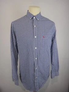 Musto Shirt Mens Medium Blue Gingham Check Custom Fit Button Down Smart Casual - Picture 1 of 11