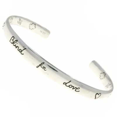GUCCI Blind for Love Bangle Bracelet 7.1" Silver 925 Auth #3316 - Image 1 of 4
