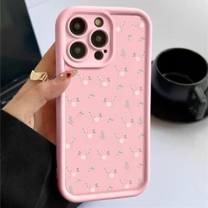 Pink Flower Silicone Case For iPhone 16 15 14 13 Pro Max 12 11 XS 8 Case Cover - Picture 1 of 25