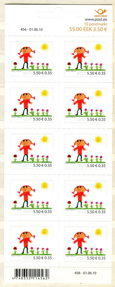 EST_456- 2010 Estonia Día del Niño Flores HOJA MNH Foto 1 de 1