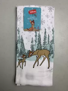 Disney Bambi Paquete de 2 Toallas de Mano de Cocina Navidad Invierno Doe Fawn Snow NUEVO - Imagen 1 de 6