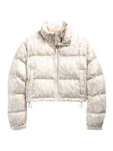 Women's The North Face Leopard Print 1996 Retro Short Nuptse 700 Down Jacket New - Picture 1 of 4