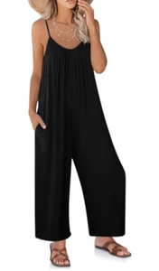 DACESLON Women's Size Small Casual Loose Sleeveless Adjustable Romper w Pockets - Picture 1 of 6