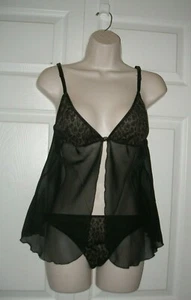 AEC Para mujeres Vintage Negro Transparente Negligée y Tangas Set 2 Piezas Bebé Muñeca Estilo Nuevo - Imagen 1 de 9
