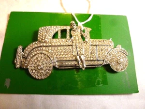 VTG POLCINI Art Deco  Pave’ Rhinestone Car and Flapper BROOCH   SIGNED   Rare - Picture 1 of 5