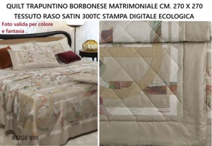 BORBONESE copriletto quilt matrimoniale satin puro cotone 300TC. - Picture 1 of 11