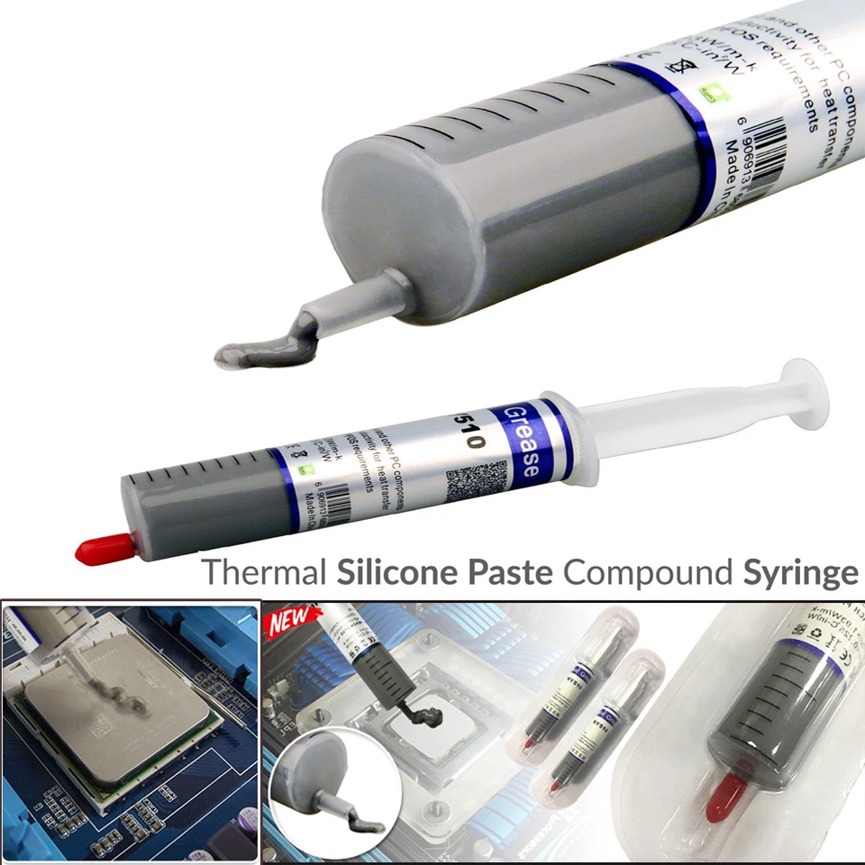 2 Pcs Silicone Thermal Heatsink Compound Cooling Paste Grease Syringe for PC CPU - Image 1 of 3