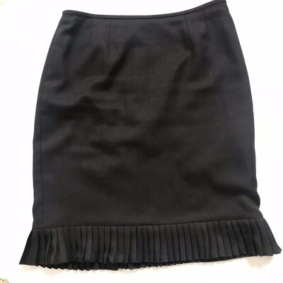 Evan Picone Pleated Hem Black Pencil Skirt 12P Lined - Image 1 of 4