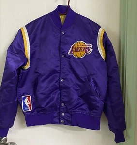 VINTAGE Starter LA LAKERS NBA Satin Jacket YOUTH M Purple BASKETBALL USA Mint - Picture 1 of 5