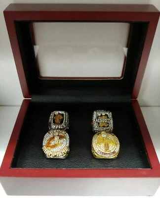 LeBron James - Juego de 4 anillos de campeonato con caja de madera. Cleveland Miami Lakers Foto 1 de 4