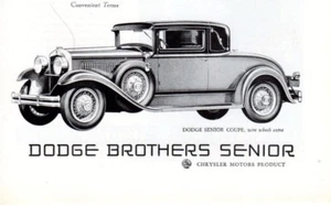 Vintage Print Auto Car Ad Dodge Brothers Senior Coupe Wire Wheels Deco Art Ad - Bild 1 von 3