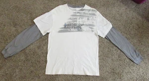 TONY HAWK LONG SLEEVE T SHIRT MENS M  WHITE W/ GRAY SLEEVES   (A21) - Picture 1 of 4