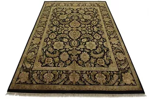 Agra Rug 9′ x 11’11” Black Wool Traditional Hand-Knotted Oriental Carpet - Picture 1 of 15