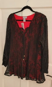 NWT Catherine's Red & Black Lace Tunic Sz 2x  18/20 - Picture 1 of 7