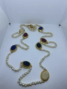 Karl Lagerfeld Paris Intaglio Pearl Strand Necklace - Picture 1 of 8