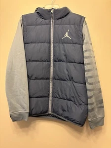 Nike Air Jordan Therma Fit Layered Puffer Vest Hoodie Combo Boy's 13-15 XL Blue - Picture 1 of 13
