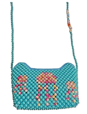 Lake Havasu Jellyfish Pearl Purse Variegated Beaded Bag Handmade? – Teal - Girls - Image 1 of 4