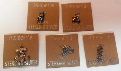 Lote de 5 dijes/colgantes diferentes de plata de ley NOS - nuevos Foto 1 de 3