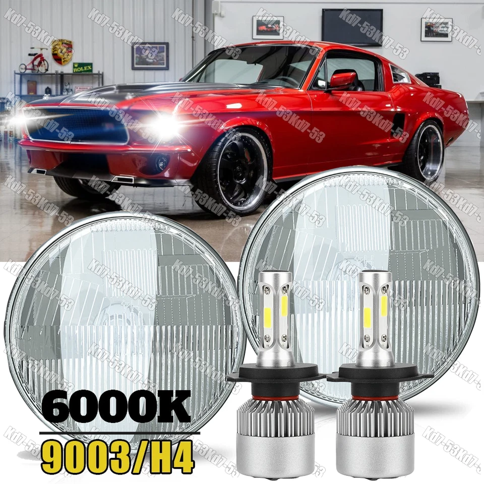 Faros LED redondos de 7" para Ford Mustang 1965 1966 1967 1968 1969 1970 1971-1978 Foto 1 de 4