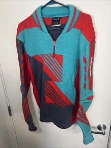 Vintage Demetre Sweater Mens L Blue Red Retro Ski Snowboard Padded USA Wool READ - Picture 1 of 13