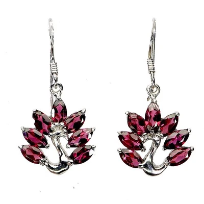 Pendientes de plata esterlina Black Friday marquesa rodolita granate joyería natural Foto 1 de 4