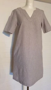 La Redoute Ladies Linen/Cotton Shift Dress Size 6UK Oatmeal Striped - Picture 1 of 7
