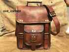 11" Men's Solid Leather Vintage Messenger Shoulder Laptop Briefcase Travel Bag