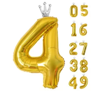 Gifloon Gold Number 4 Balloon with Crown Large number balloons 4th Birthday S... - Picture 1 of 7