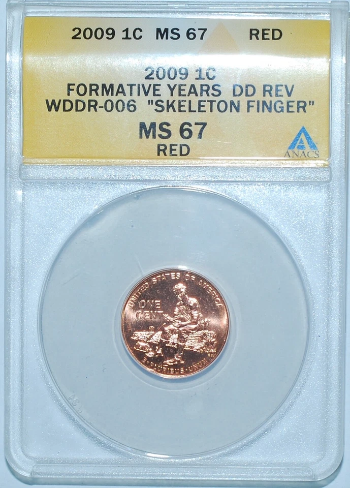 2009 ANACS MS67RD Red FS-808 DDR WDDR-006 Doubled Die Reverse Lincoln Cent - Image 1 of 3
