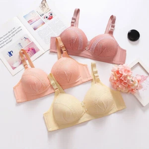 UK Ladies Underwear Sexy Lace Floral Padded Push Up Full Coverage Wireless Bra - Picture 1 of 30