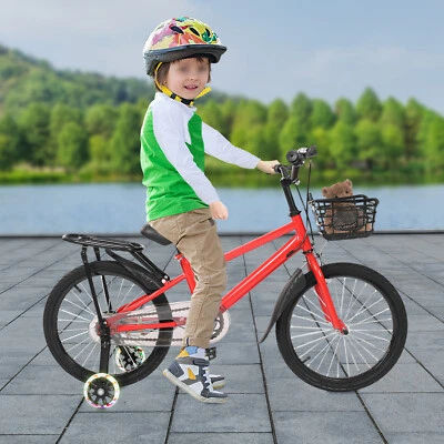 Bicicleta para niños de 18 pulgadas para niños y niñas Bicicleta roja con ruedas de entrenamiento Foto 1 de 4