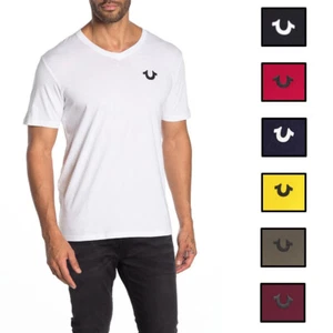 True Religion Men's V-Neck T-Shirt Horseshoe Logo Short Sleeve Tee - Picture 1 of 15