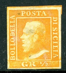Italy 1859 Sicily ½Gr Orange Scott #10g Mint M832 - Picture 1 of 6