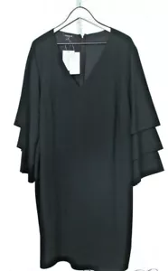 VESTIDO SACO LAFAYETTE 148 NEGRO MANGA ESCALONADA - CREPÉ SECO CORTE RECTO - TALLA 3XL - Imagen 1 de 6