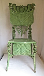Antique Fancy / Ornate Victorian Wicker Side Chair Tall Back - Picture 1 of 15