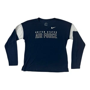 Nike NCAA US Air Force Blue Long Sleeve T-Shirt Dri Fit Sz Med Womens Logo - Picture 1 of 16