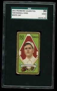 1911 T205 PIEDMONT GOLD BORDER RUSSELL FORD WHITE CAP SGC 2 NICE - Picture 1 of 2