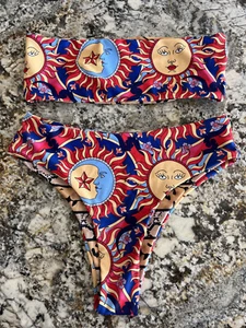 2 in 1 DUAL PRINT Sexy Badeanzug Celestial Bikini Set Bando Top Sternzeichen & Reptil - Bild 1 von 9