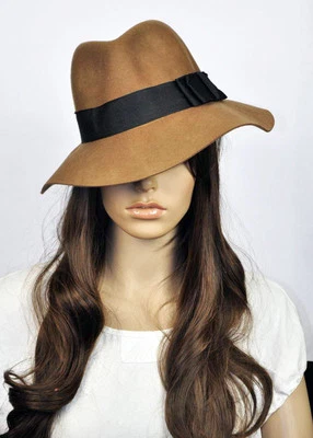 M90 Vintage Lindo Arco Flojo Ala Ancha Cloche Fedora Damas Sombrero Gorra 3 Colores Foto 1 de 3