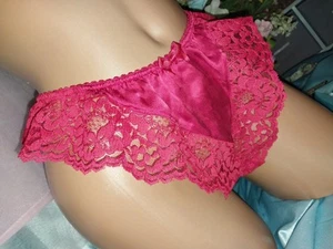 Vtg Vs SATIN SILK FLUTTER PANTIES HI LEG BIKINI SISSY COUETTE NOS 36" THONG - Picture 1 of 6