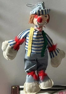 Vintage 7” Smiling Happy Stuffed Fabric Circus Clown Doll Christmas Ornament - Picture 1 of 9