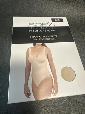 Size XXL Sofia Vergara Shapewear Thong Bodysuit Womens Beige Seamless Sculpting - Image 1 of 3