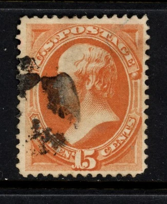 SCOTT 152 1870 15 CENT WEBSTER REGULAR ISSUE USED F-VF CAT $145! - Image 1 of 2