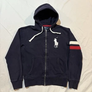 Polo Ralph Lauren dunkelblau durchgehender Reißverschluss Pony Hoodie Herren Gr. S großes Pony Small - Bild 1 von 14