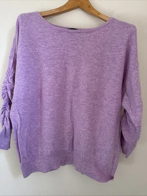 INC International  Concepts Lilac Extra Large Rouched Sleeves Pullover Sweater - Image 1 of 4
