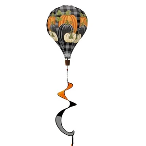 Briarwood Lane Checkered Pumpkins Hot Air Balloon Spinner - Picture 1 of 2