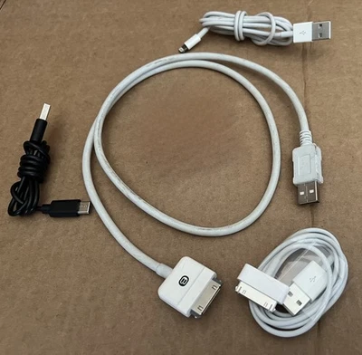 LOTE COMBINADO de 4 Cables USB + para iPhone iPad iPod USB-C y Base 30 Pines y Lightning Foto 1 de 4